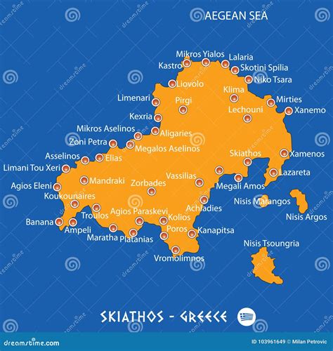 Skiathos Map. Cartoon Vector | CartoonDealer.com #193128297