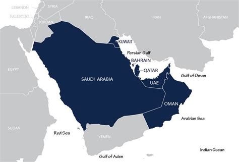 A Map Showing Gcc Countries Vectorstock 2019 Edited By Author