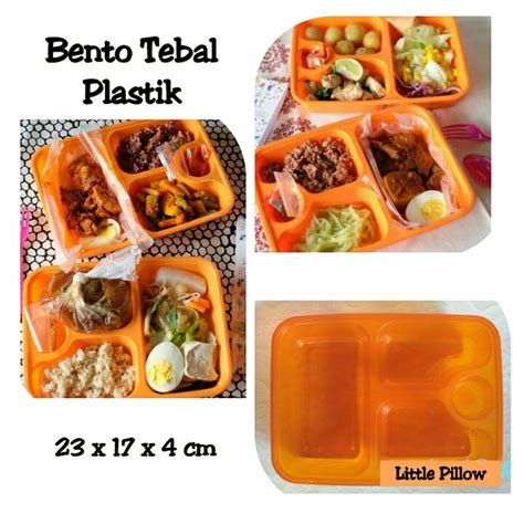 Jual Jual Bento Plastik Tebal Oren Tray Bento Lunch Box Bento Box