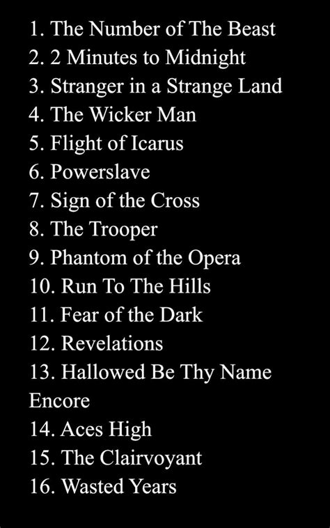 My Ultimate Iron Maiden Setlist Any Thoughts Rironmaiden