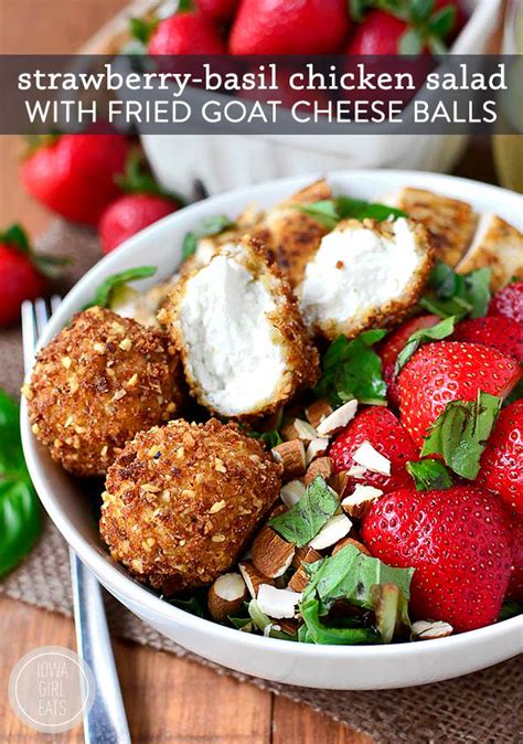 Strawberry Basil Chicken Salad With Goat Cheese Balls Iowa Girl Eats