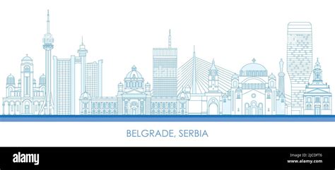 Outline Skyline Panorama Of City Of Belgrade Serbia Vector