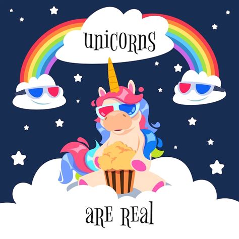 Lindo unicornio mágico con arco iris pony de fantasía en las nubes