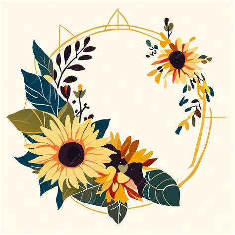 Premium Vector Flat Design Natural Sunflower Border