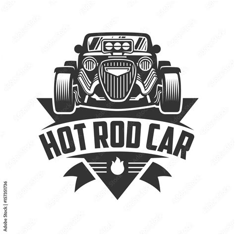 Hot Rod car logo, HotRod vector emblem, Vector Hot Rod car logo design ...