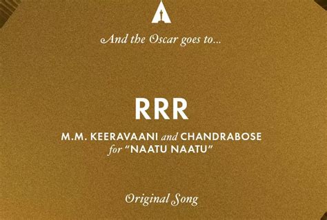 Film Rrrs Song Natu Natu Has Made Its Name In The History Of Oscar