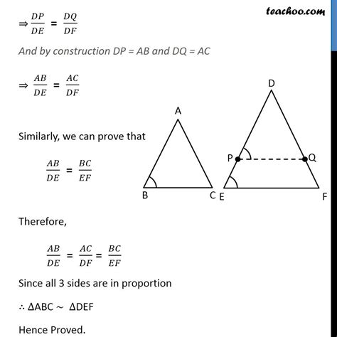 Theorem 6.3 (AAA Similarity) Class 10 - If corresponding angles equal