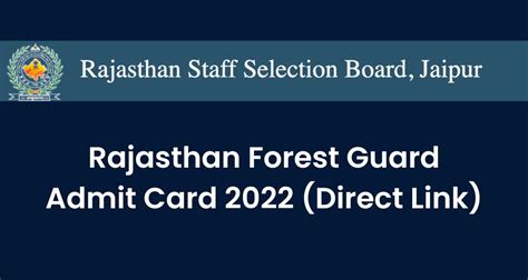 Rajasthan Forest Guard Admit Card 2023 Vanrakshak Hall Ticket Link