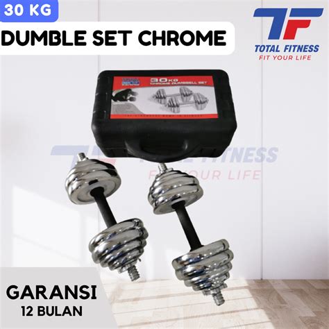 Jual Alat Pemberat Tangan Dumble Set Chrome 30 Kg Total Fitness