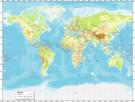 世界全図 地勢図 ベクター地図素材のダウンロード販売 アフロモール