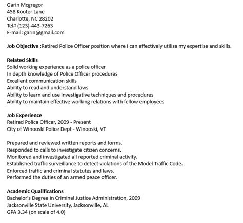 6 Police Officer Resume Templates Shop Fresh