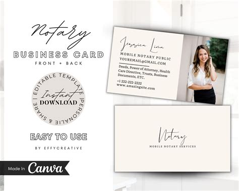 Modern Notary Business Card Template Loan Signing Agent Template