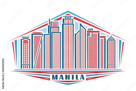 Vector illustration of Manila, horizontal logo with linear design ...