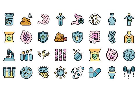 Probiotics Icons Set Outline Style Pre Designed Illustrator Graphics