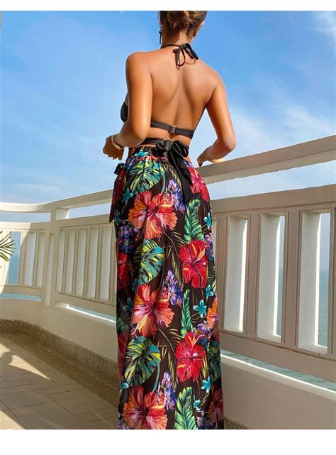 Cross Border European And American New Three Piece Swimsuit Womens Bikini Sexy Thin Printed