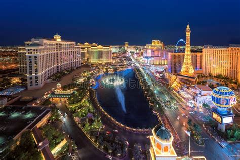 Aerial View Of Las Vegas Strip In Nevada As Seen At Night Usa