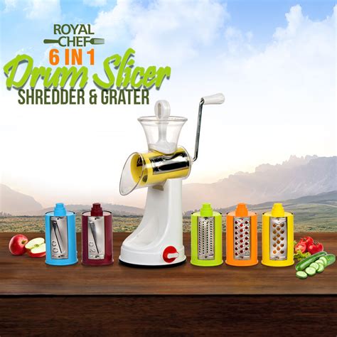 Buy Royal Chef 6 In 1 Drum Slicer Shredder And Grater Online At Best