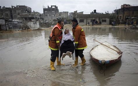 8 families evacuated as heavy rains flood Gaza | The Times of Israel