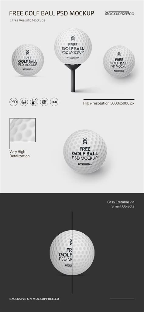 Free Golf Ball Psd Mockup For Photoshop