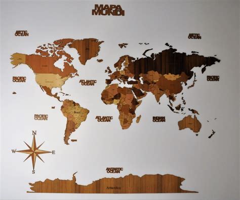 Mapa Mundi 3d Madera 150x80cm Ubicaciondepersonascdmxgobmx