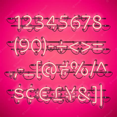 Premium Vector Glowing Neon Pink Numbers