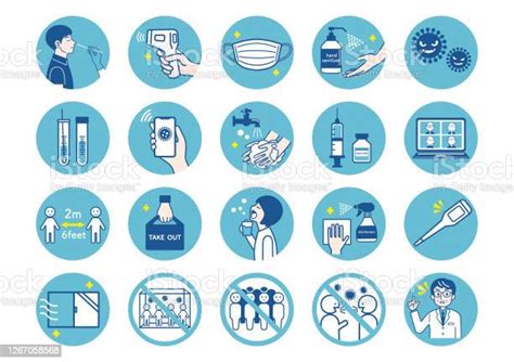 코로나 바이러스 감염 예방 대책의 일러스트 코로나바이러스에 대한 스톡 벡터 아트 및 기타 이미지 코로나바이러스 아이콘