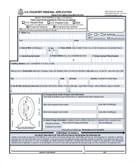 Free 9 Sample Passport Renewal Forms In Pdf Ms Word