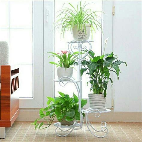 Rak Pasu Bunga 4 Tingkat European Wrought Iron Flower Shelf Indoor