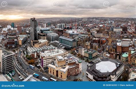 Aerial Viwe of Sheffield City Centre Cityscape Skyline at Sunset Editorial Photography - Image ...