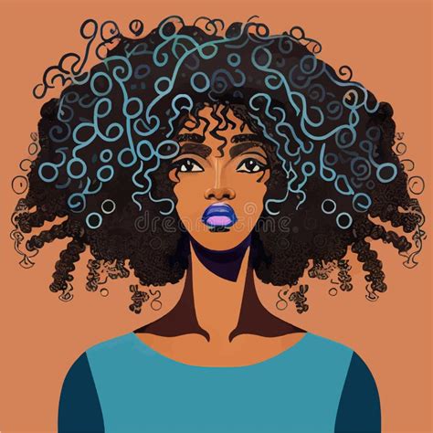 Black Afro African American Girl Woman Lady Vector Illustration ...