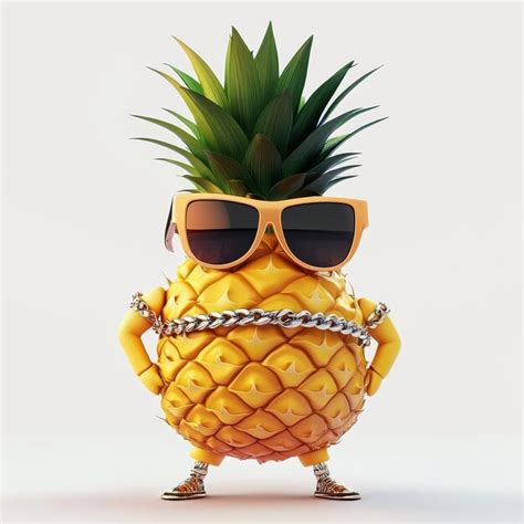 Premium Photo Funny Pineapple In Sunglasses On White Background 3d Illustration