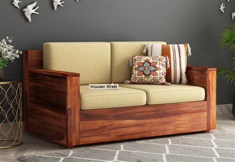 Buy Marriott 2 Seater Wooden Sofa Honey Finish Online In India