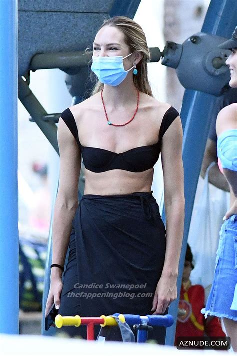 Candice Swanepoel In A Black Bikini Top During A Trip To The Park Aznude