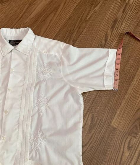 Vintage Guayabera Shirt By Guaya Teca Size Xl White Front Back