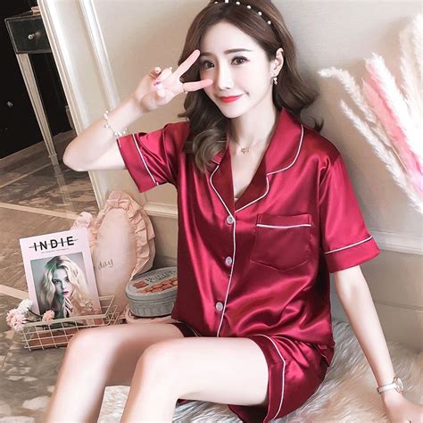 [ Ready Stock ] Ice Silk Satin Pyjamas Sleepwear Pants Set 7 Colour