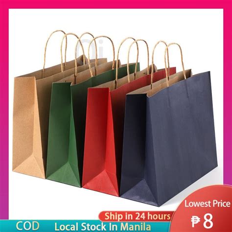 Brown Red Green Kraft Paper Bag With Twist Handle Bag Gift Bag Kraft