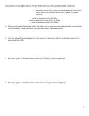 Stoichiometry Limiting Reactant Percent Yield Excess Reactant Remaining