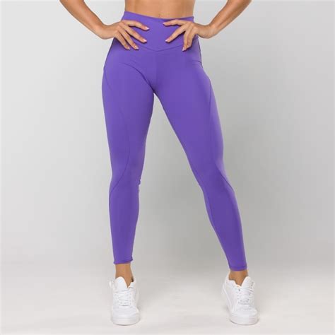 Calça Legging Oxy Roxa Com Recortes Glows Fitness