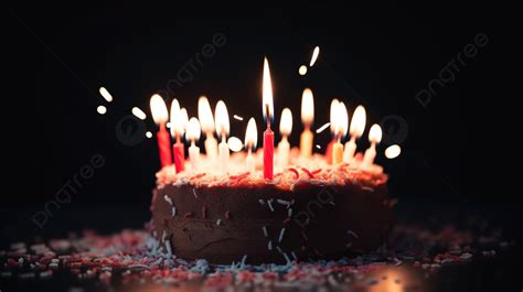 Cake With Candles On A Black Background Picture Of Happy Birthday