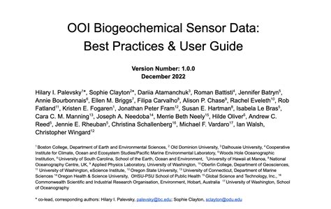 Ooi Biogeochemical Sensor Data Best Practices And User Guide Open Community Review Ocean