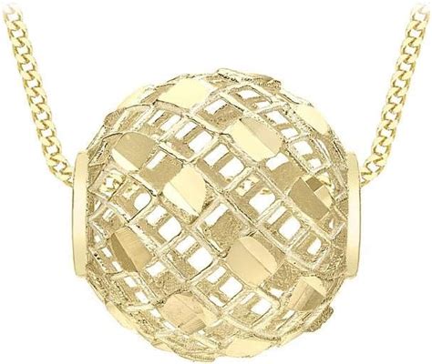 Carissima Gold Womens 9ct Yellow Gold Diamond Cut Mesh Ball Pendant Necklace Of Length 46cm