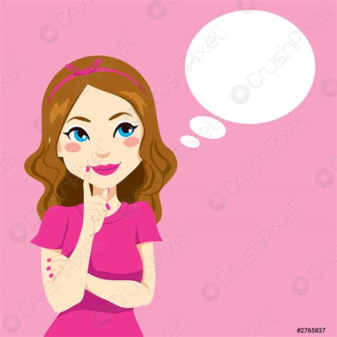 Pretty Girl Thinking Stock Vector Crushpixel