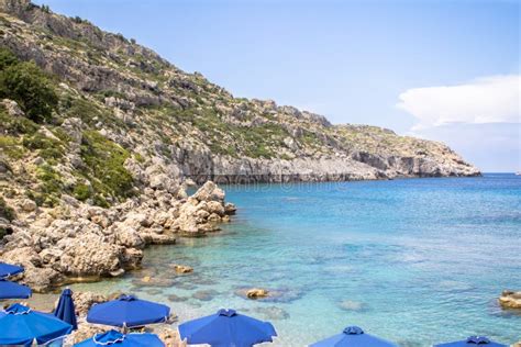 Anthony Quinn Bay, Rhodes, Greece Stock Image - Image of hill, boat: 111521721