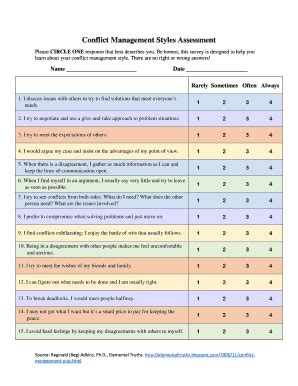 Conflict Style Assessment Complete With Ease Airslate Signnow