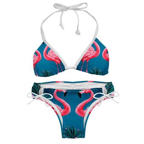 Flamingo Tropical Rainforest Swimsuit Bikini Set With Detachable Sponge