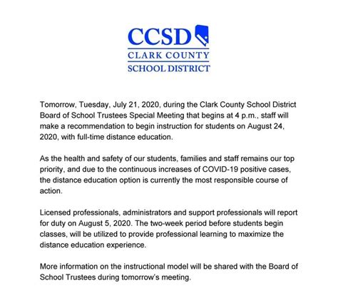 Breaking News Ccsd Recommends Full Distance Learning For 2021 School