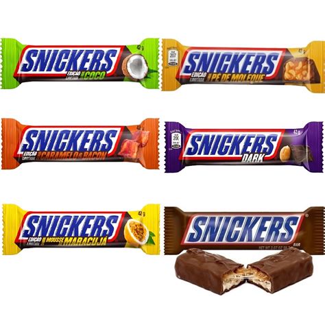 Barrinha Chocolate Snickers 45g Unidade Sabores Dark Tradicional ou Pé