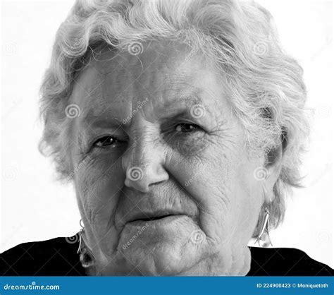 Very Expressive Retired Old Woman Black And White High Resolution