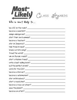 Most Likely To Class Awards By Digital Media Storytellers TPT