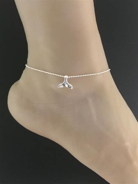 Whale Tail Anklet Sterling Silver Beaded Ankle Bracelet Good Etsy